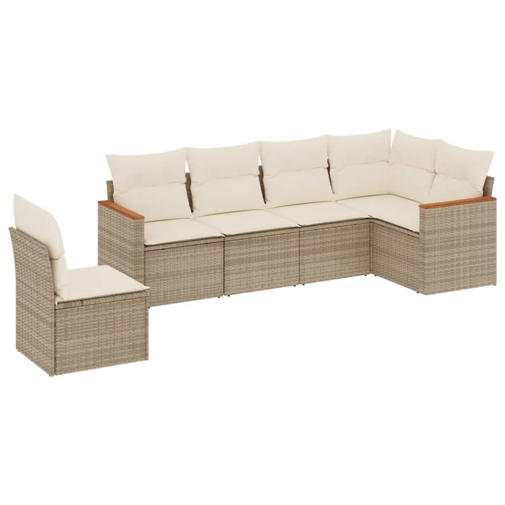 Soffgrupp För Trädgården Med Dynor 6 Delar Beige Konstrotting