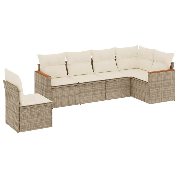 Soffgrupp För Trädgården Med Dynor 6 Delar Beige Konstrotting