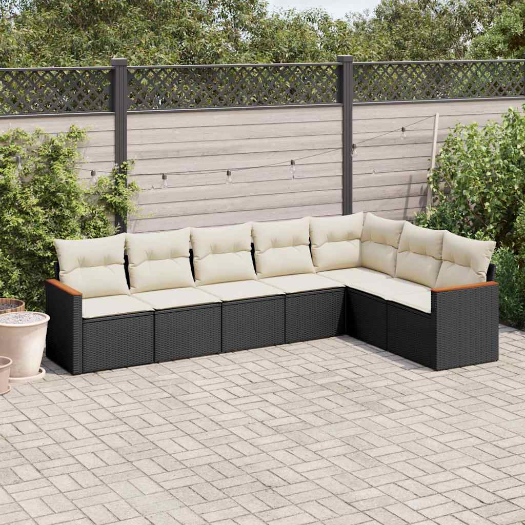 Matgrupp För Trädgården Med Dynor 8 Delar Beige Konstrotting