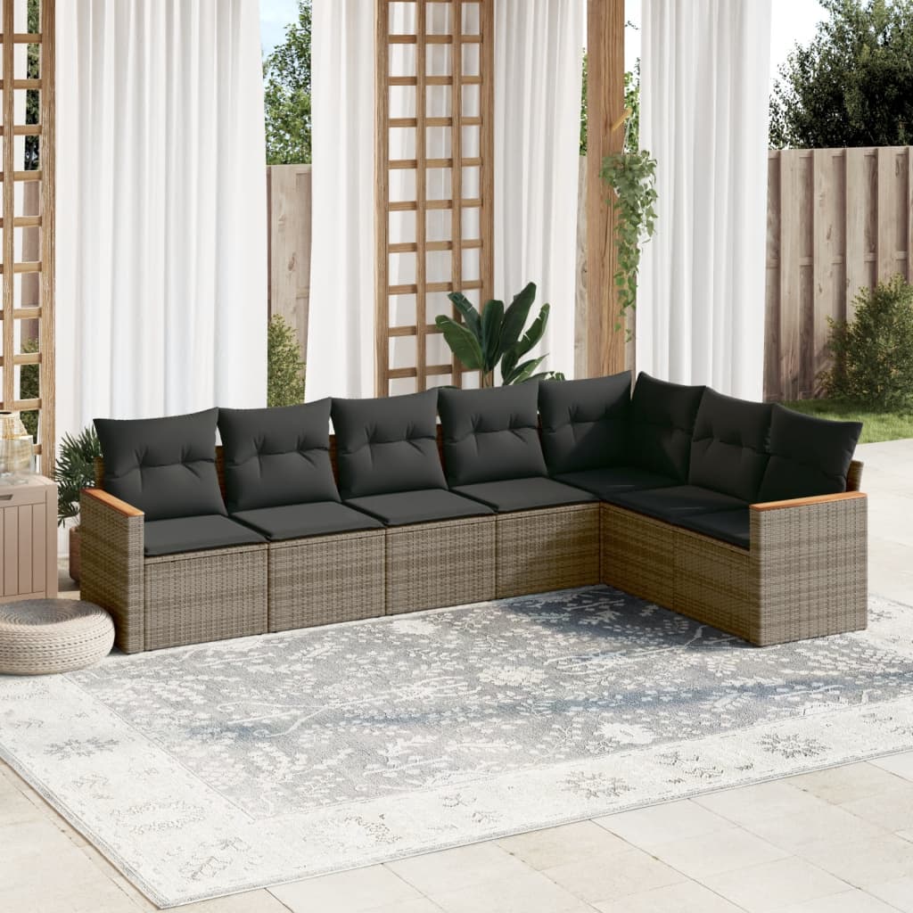 Matgrupp För Trädgården Med Dynor 8 Delar Beige Konstrotting