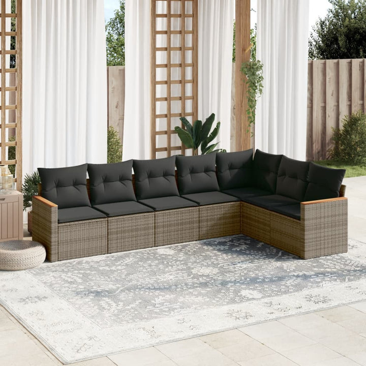 Matgrupp För Trädgården Med Dynor 8 Delar Beige Konstrotting