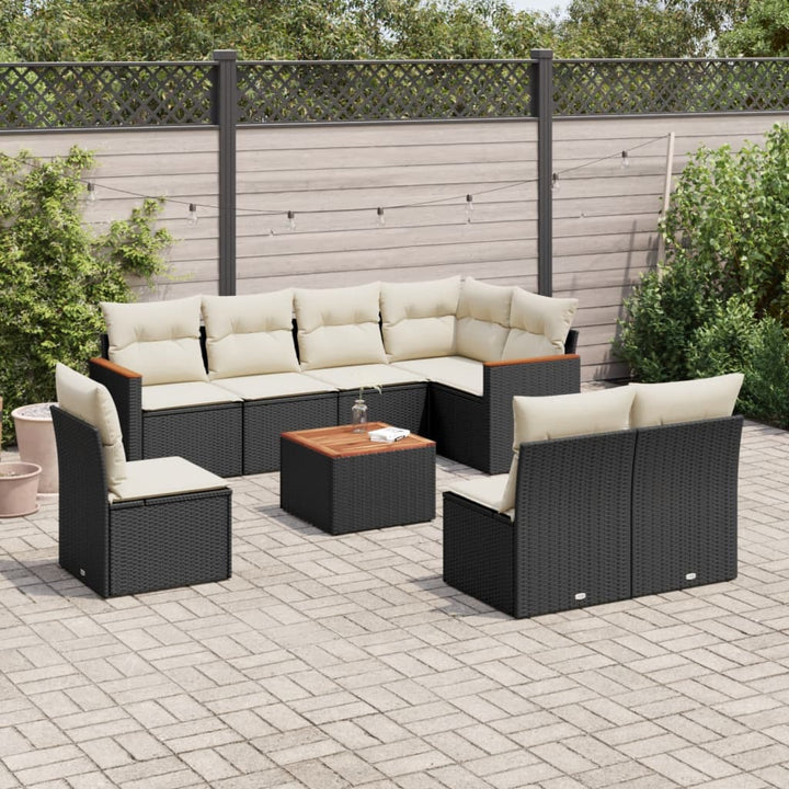 Soffgrupp För Trädgården Med Dynor 9 Delar Beige Konstrotting