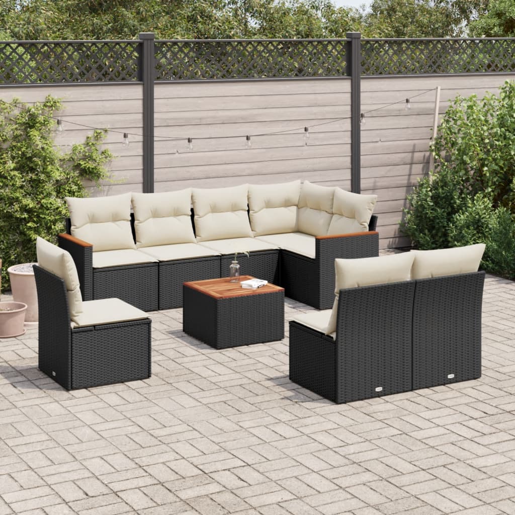 Soffgrupp För Trädgården Med Dynor 9 Delar Beige Konstrotting