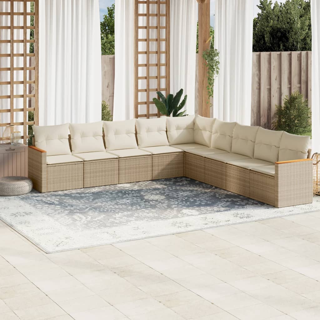 Soffgrupp För Trädgård Med Dynor 10 Delar Beige Konstrotting