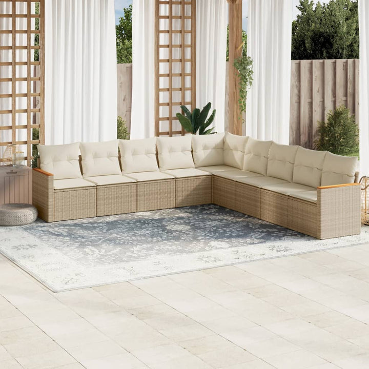 Soffgrupp För Trädgård Med Dynor 10 Delar Beige Konstrotting