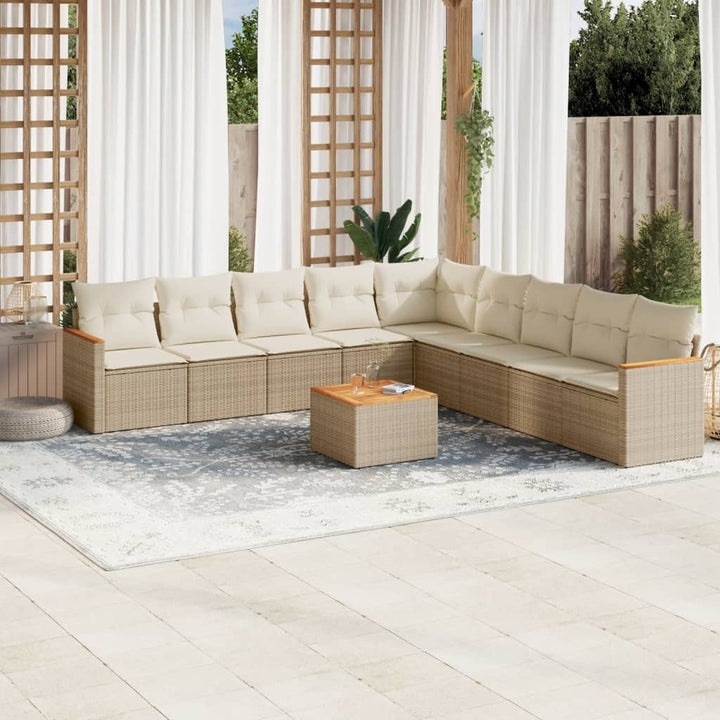 Soffgrupp För Trädgård Med Dynor 10 Delar Beige Konstrotting