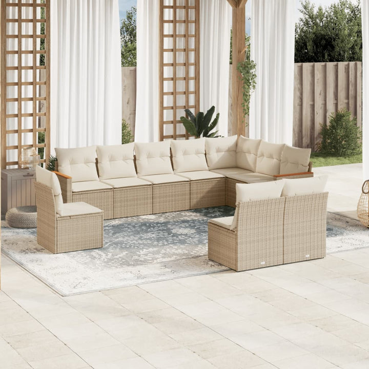 Loungegrupp För Trädgården M. Dynor 11 Delar Beige Konstrotting