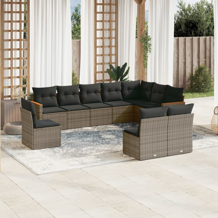 Loungegrupp För Trädgården M. Dynor 11 Delar Beige Konstrotting