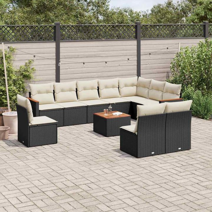 Loungegrupp För Trädgården M. Dynor 11 Delar Beige Konstrotting