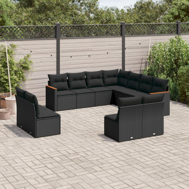 Loungegrupp För Trädgården M. Dynor 11 Delar Beige Konstrotting