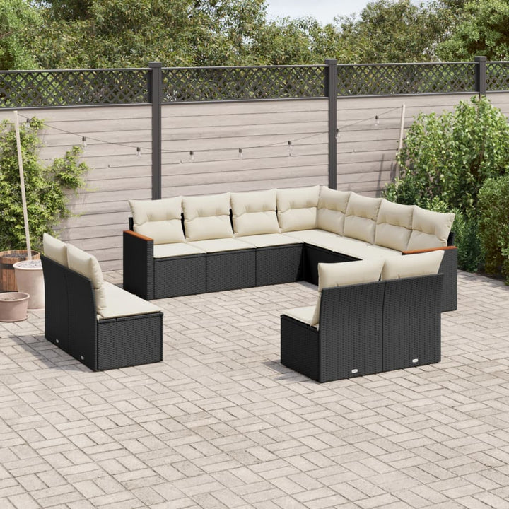 Loungegrupp För Trädgården M. Dynor 11 Delar Beige Konstrotting
