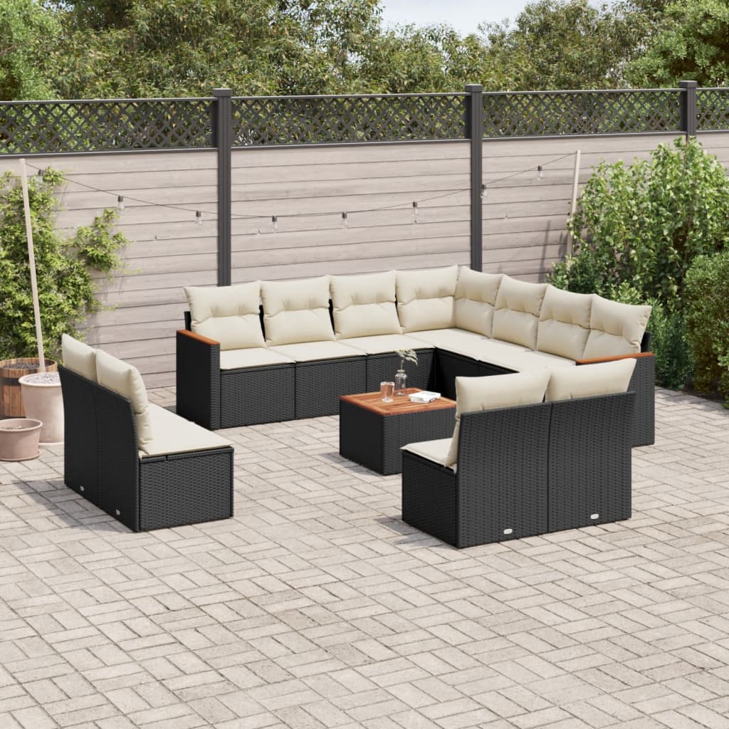 Loungegrupp För Trädgården M. Dynor 11 Delar Beige Konstrotting