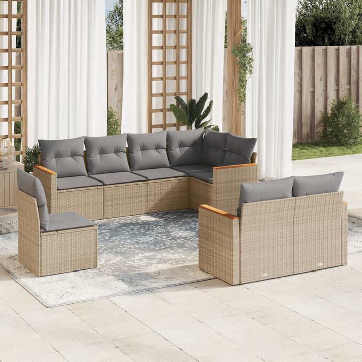 Soffgrupp För Trädgården Med Dynor 9 Delar Beige Konstrotting