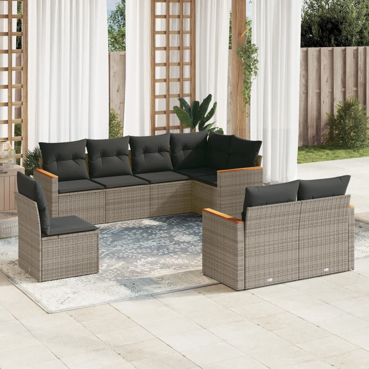 Soffgrupp För Trädgården Med Dynor 9 Delar Beige Konstrotting