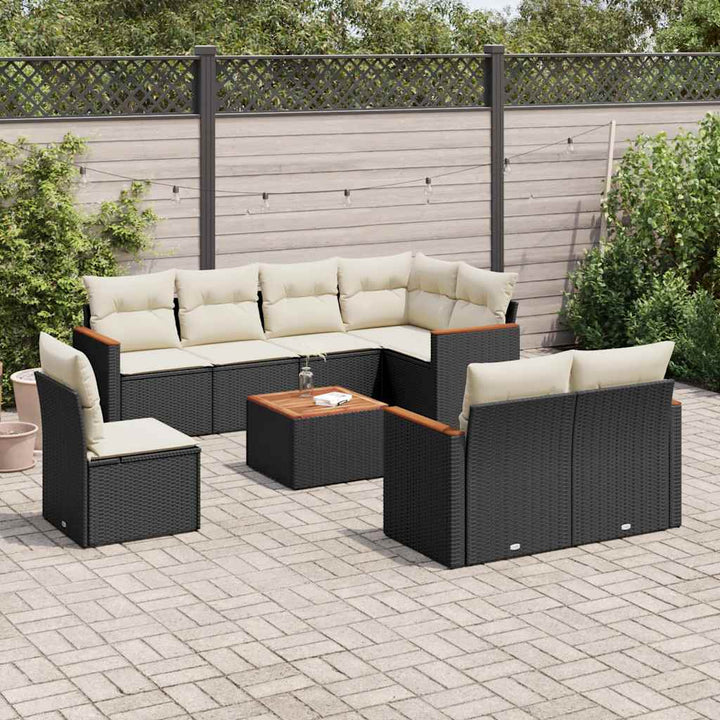 Soffgrupp För Trädgården Med Dynor 9 Delar Beige Konstrotting