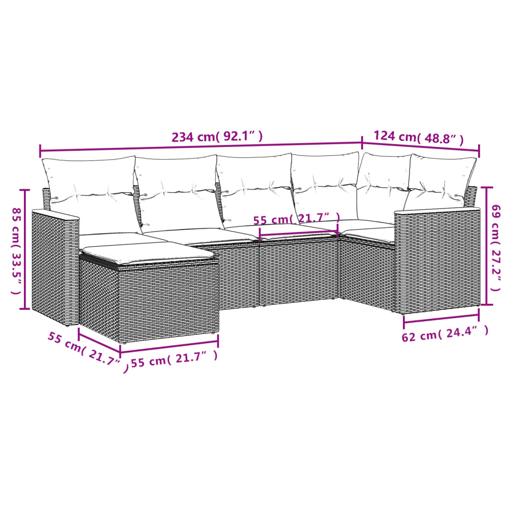 Loungegrupp Med Dynor 6 Delar Konstrotting