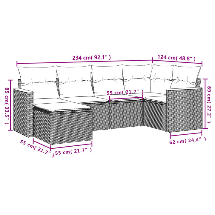 Loungegrupp Med Dynor 6 Delar Konstrotting
