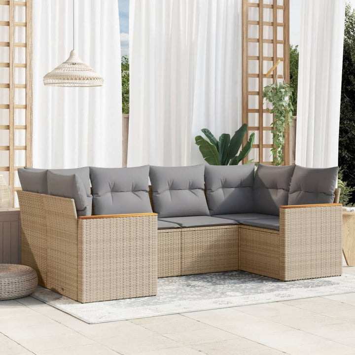 Soffgrupp För Trädgården Med Dynor 6 Delar Beige Konstrotting