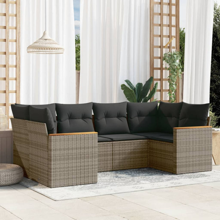Soffgrupp För Trädgården Med Dynor 6 Delar Beige Konstrotting