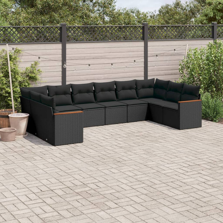 Loungegrupp 10 Delar Med Svarta Dynor Konstrotting