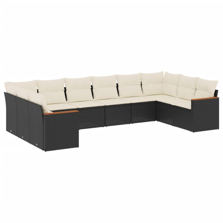Loungegrupp 10 Delar Med Svarta Dynor Konstrotting