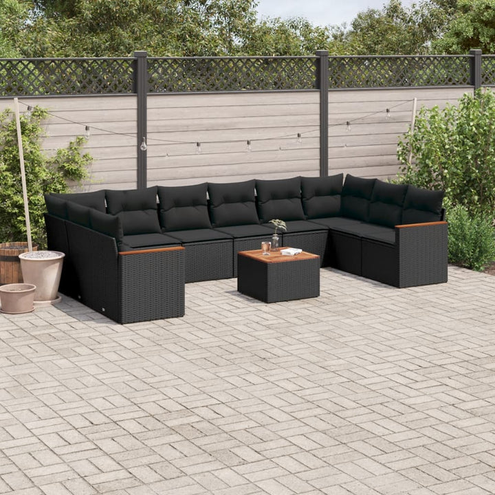 Loungegrupp 10 Delar Med Svarta Dynor Konstrotting