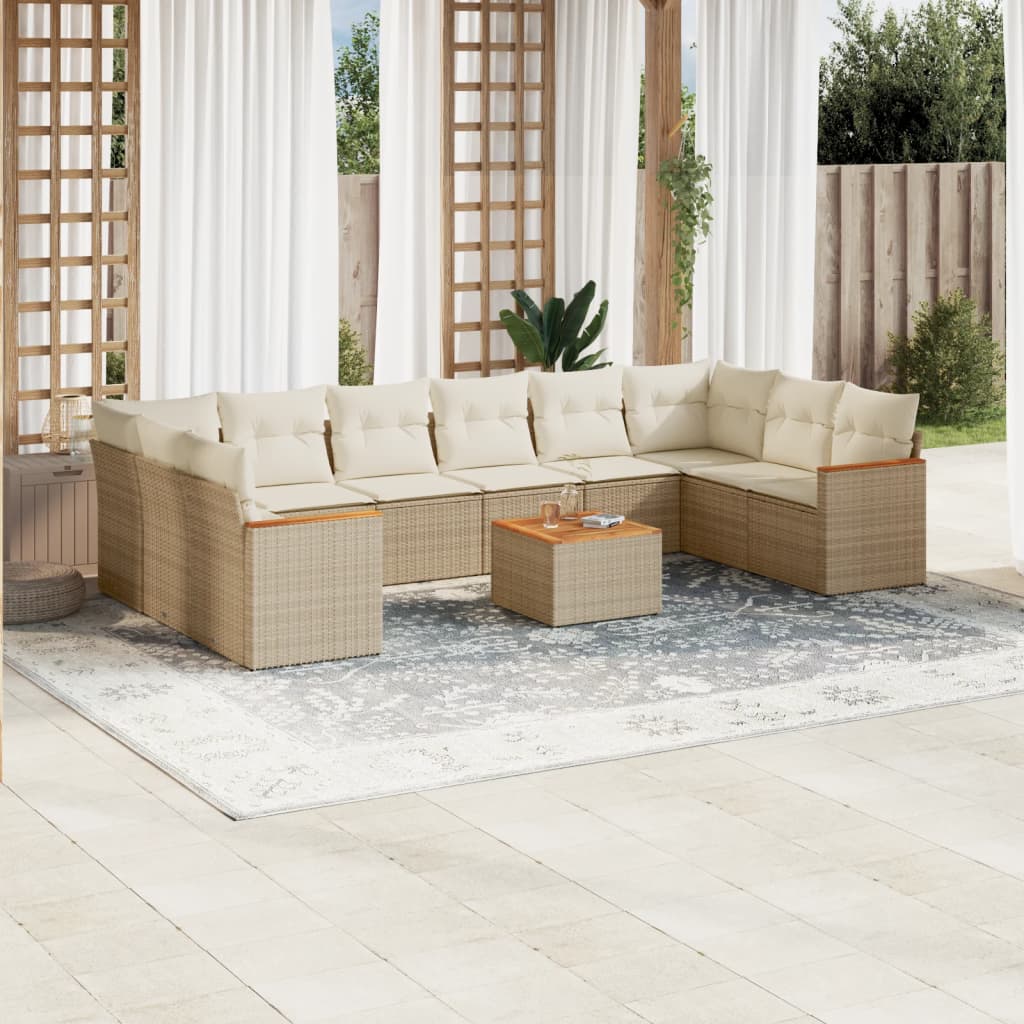 Loungegrupp 10 Delar Med Svarta Dynor Konstrotting