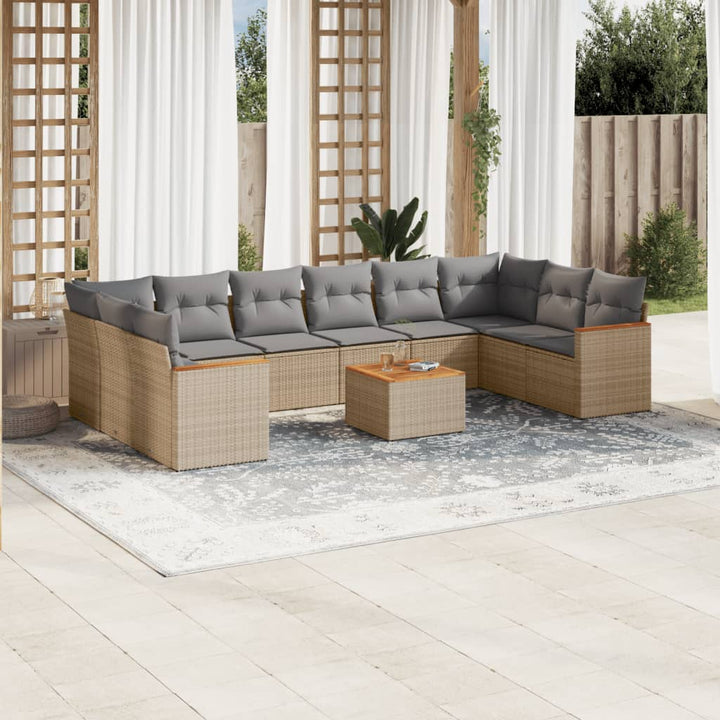 Loungegrupp 10 Delar Med Svarta Dynor Konstrotting