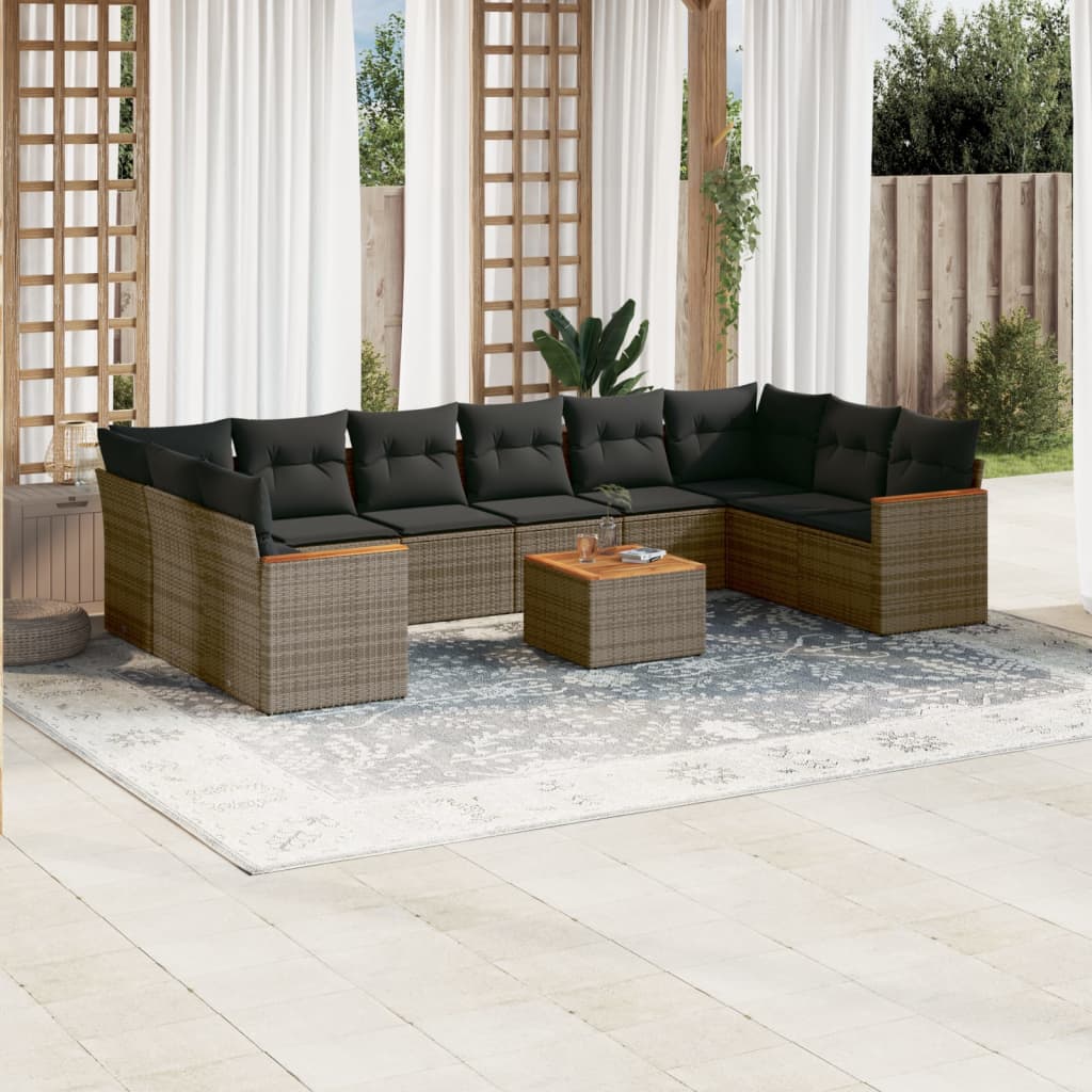 Loungegrupp 10 Delar Med Svarta Dynor Konstrotting