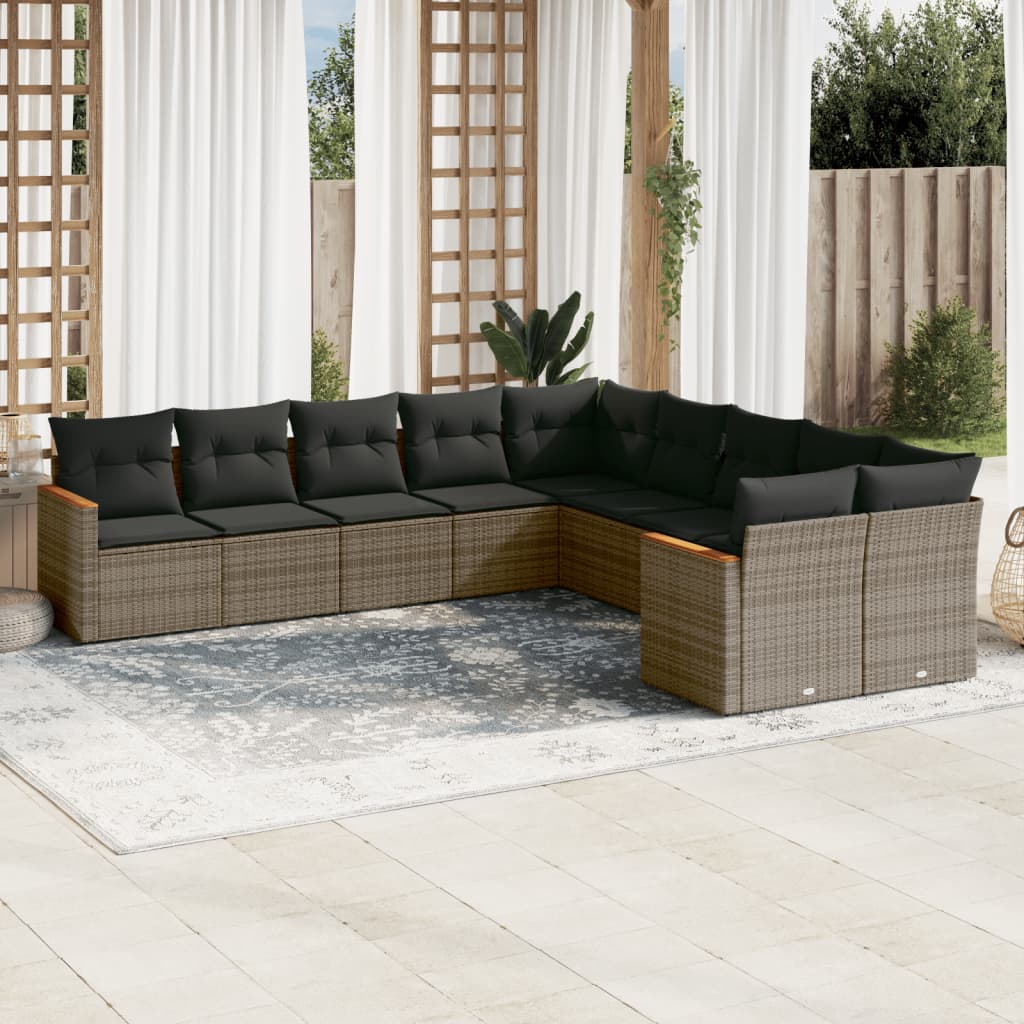 Loungegrupp För Trädgården M. Dynor 11 Delar Beige Konstrotting