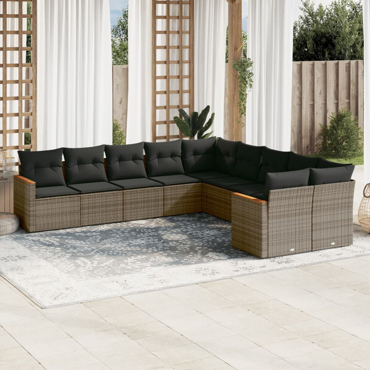 Loungegrupp För Trädgården M. Dynor 11 Delar Beige Konstrotting
