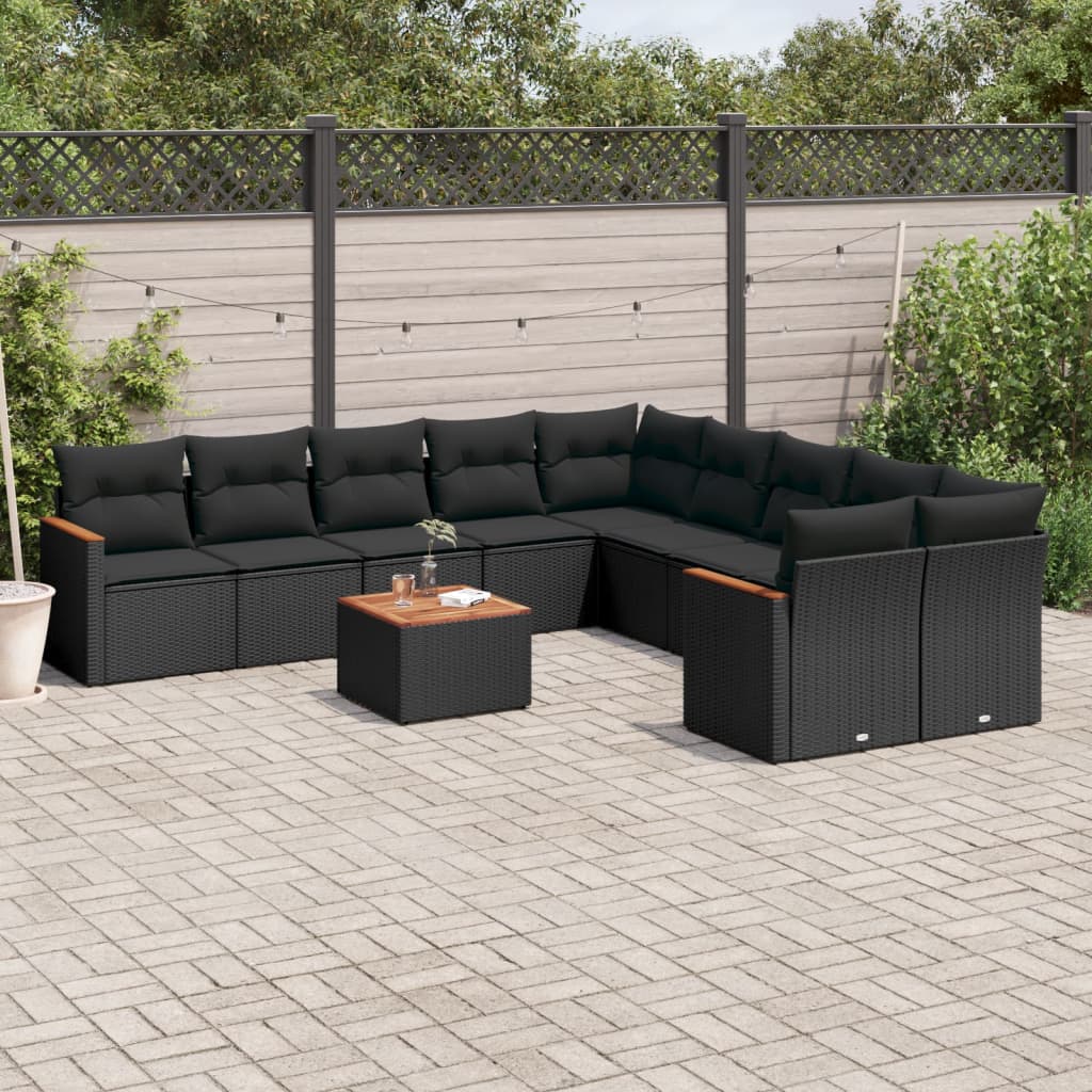 Loungegrupp För Trädgården M. Dynor 11 Delar Beige Konstrotting