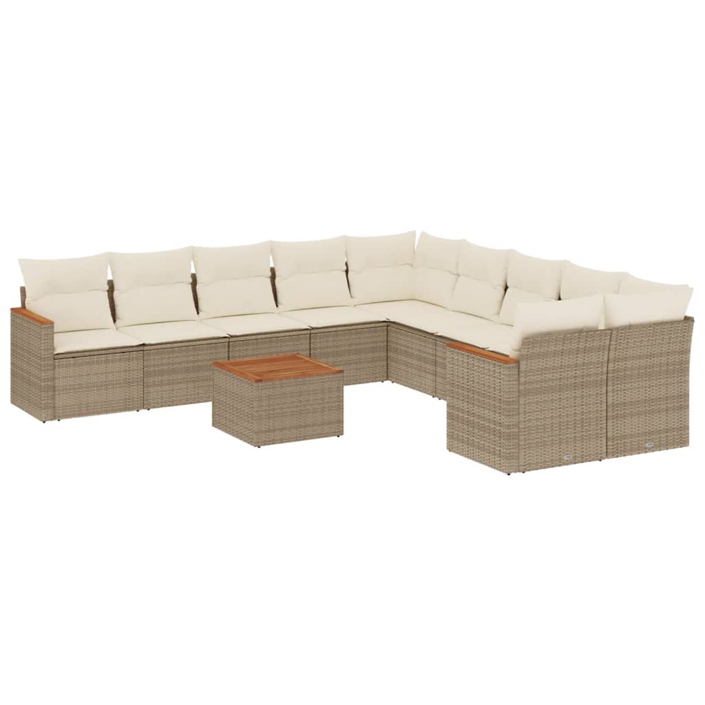 Loungegrupp För Trädgården M. Dynor 11 Delar Beige Konstrotting