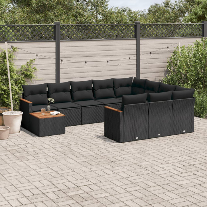 Loungegrupp För Trädgården M. Dynor 11 Delar Beige Konstrotting
