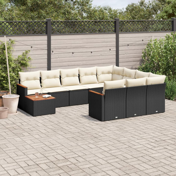 Loungegrupp För Trädgården M. Dynor 11 Delar Beige Konstrotting