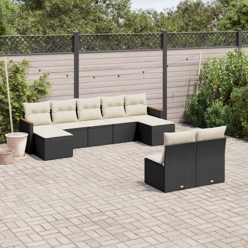 Soffgrupp För Trädgården Med Dynor 9 Delar Beige Konstrotting