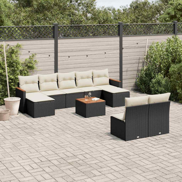 Soffgrupp För Trädgården Med Dynor 9 Delar Beige Konstrotting