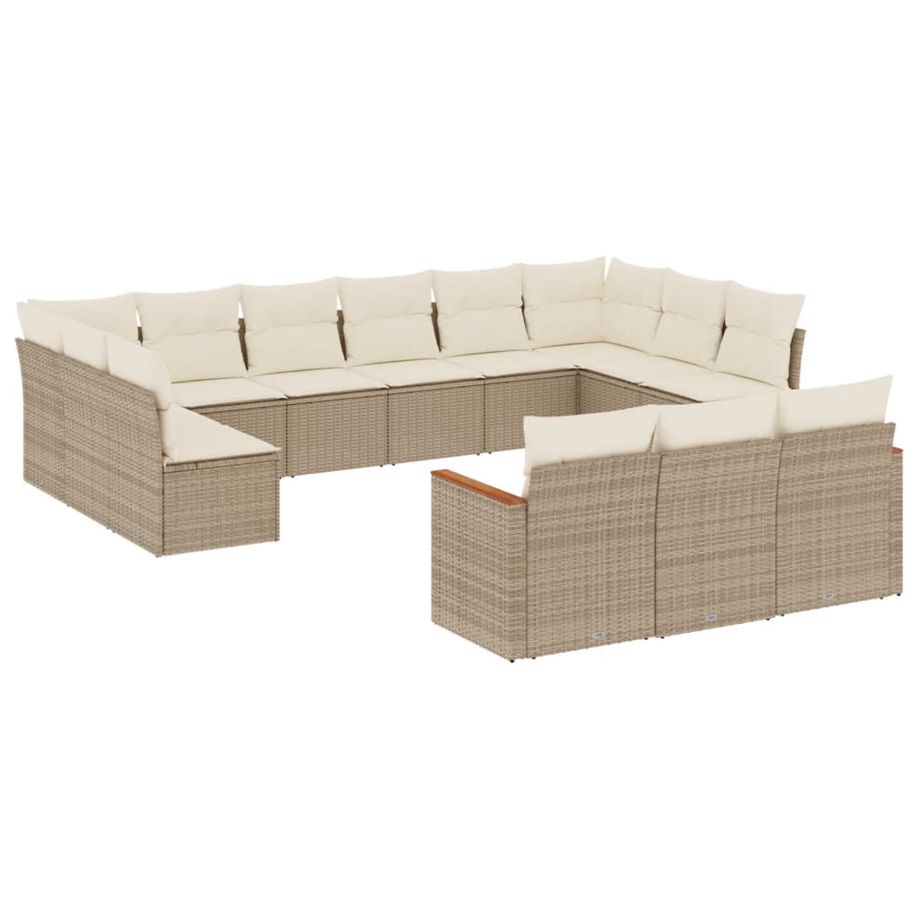Soffgrupp För Trädgården Med Dynor 13 Delar Beige Konstrotting