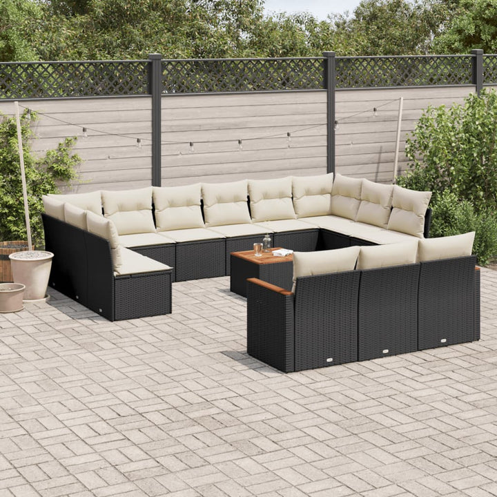 Soffgrupp För Trädgården Med Dynor 13 Delar Beige Konstrotting