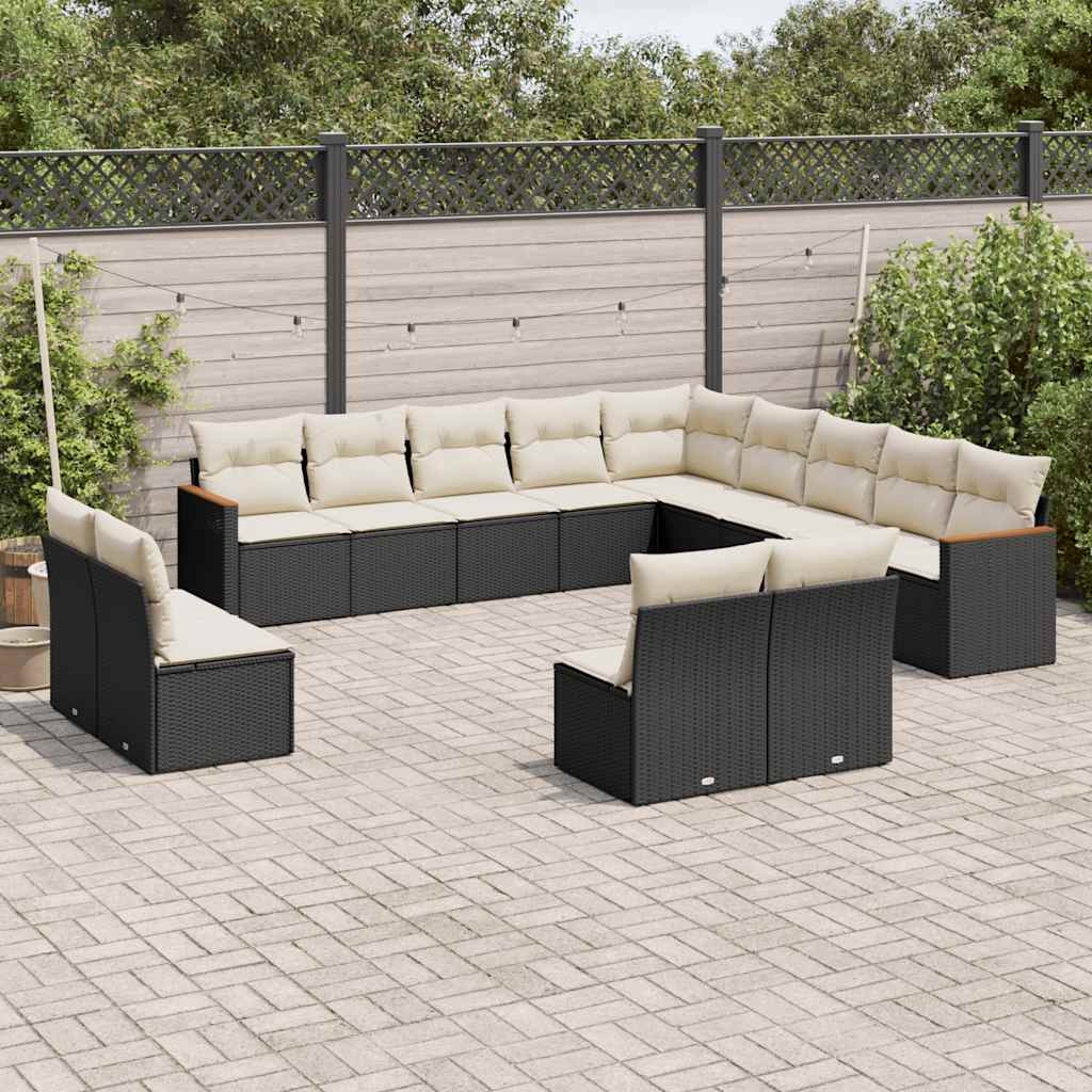 Soffgrupp För Trädgården Med Dynor 13 Delar Beige Konstrotting