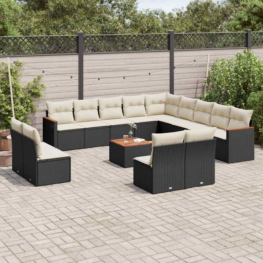Soffgrupp För Trädgården Med Dynor 13 Delar Beige Konstrotting