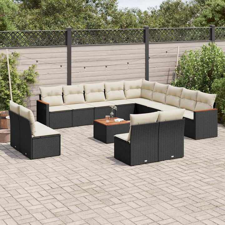 Soffgrupp För Trädgården Med Dynor 13 Delar Beige Konstrotting