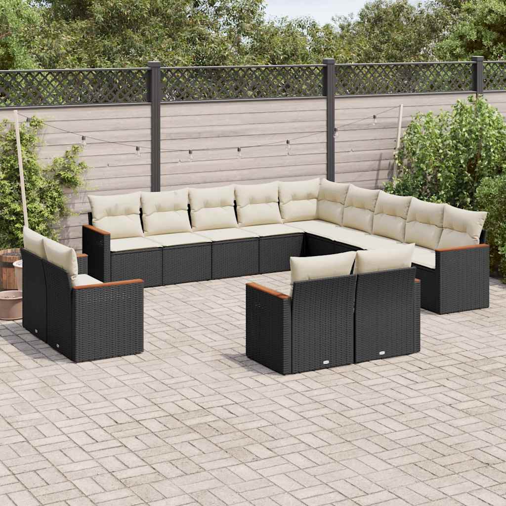 Soffgrupp För Trädgården Med Dynor 13 Delar Beige Konstrotting