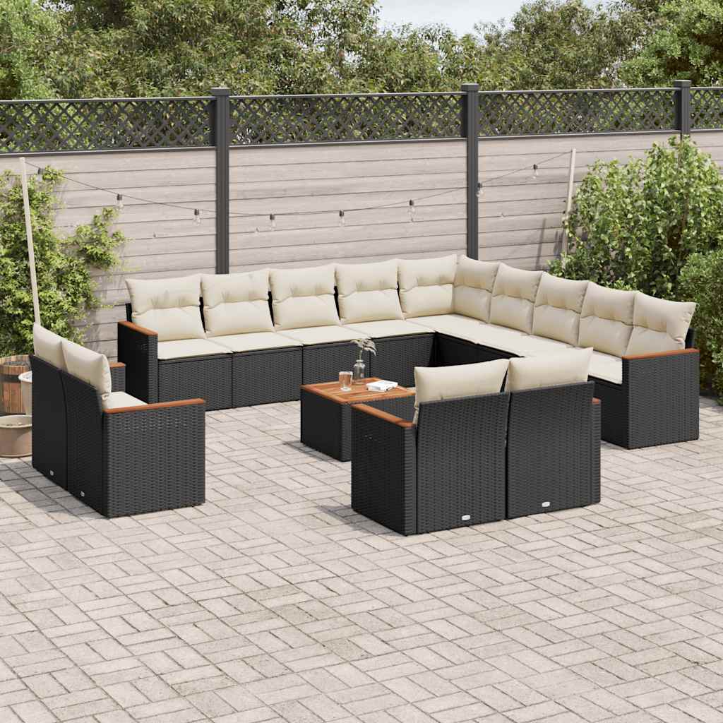 Soffgrupp För Trädgården Med Dynor 13 Delar Beige Konstrotting