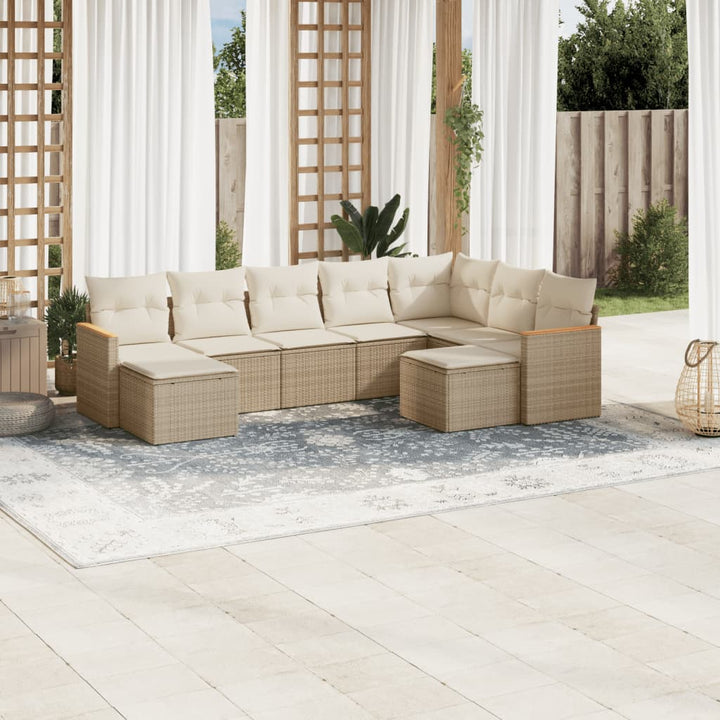 Soffgrupp För Trädgård Med Dynor 10 Delar Beige Konstrotting
