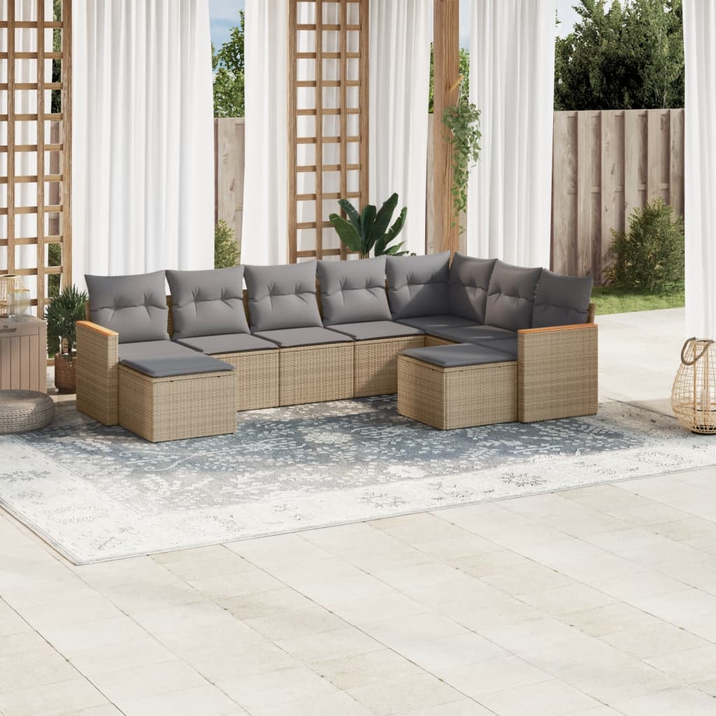 Soffgrupp För Trädgård Med Dynor 10 Delar Beige Konstrotting