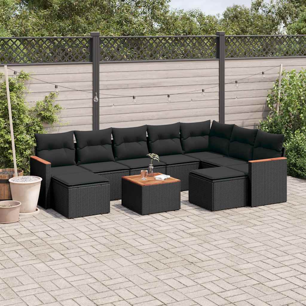Soffgrupp För Trädgård Med Dynor 10 Delar Beige Konstrotting