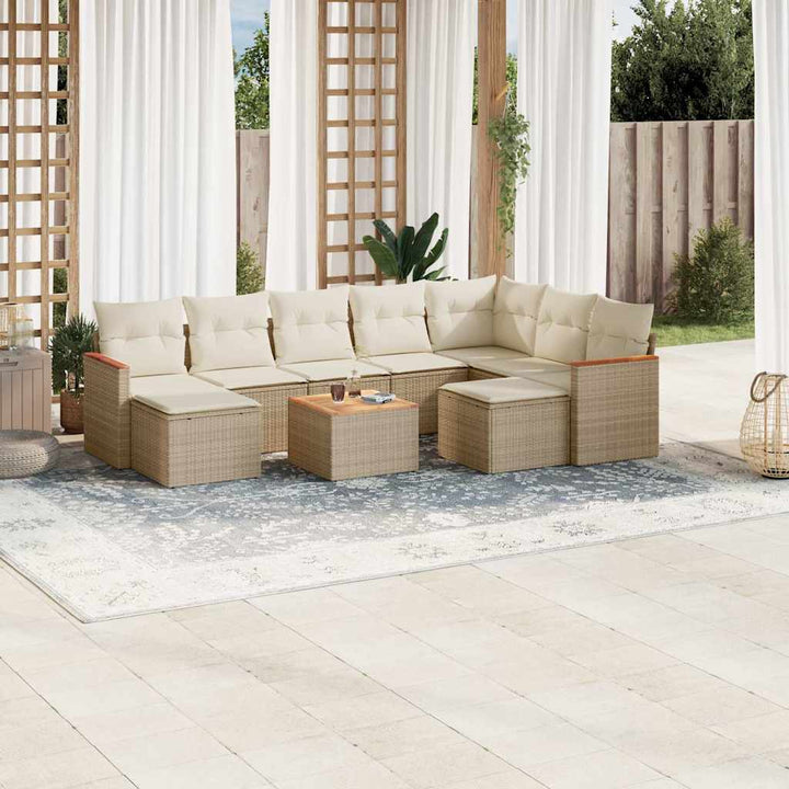 Soffgrupp För Trädgård Med Dynor 10 Delar Beige Konstrotting