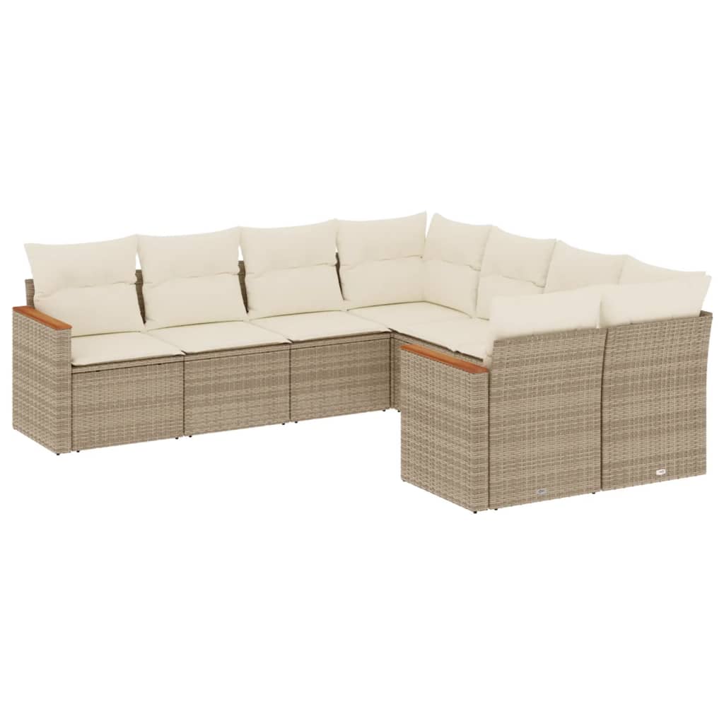 Matgrupp För Trädgården Med Dynor 8 Delar Beige Konstrotting