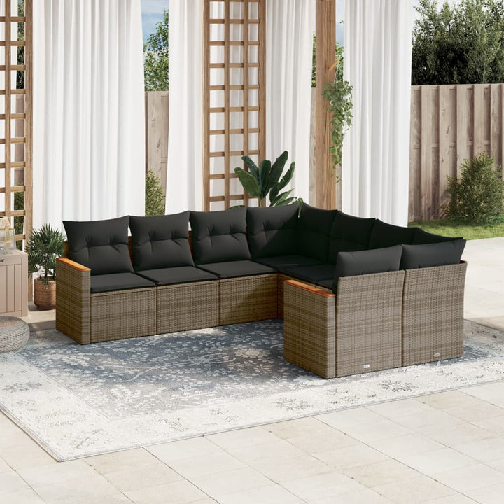 Matgrupp För Trädgården Med Dynor 8 Delar Beige Konstrotting